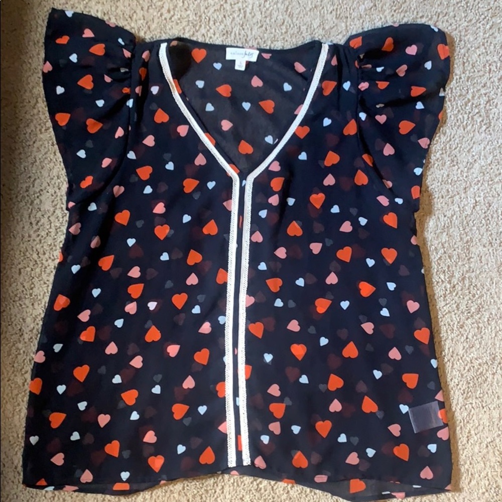 Sheer heart patterned Blouse!